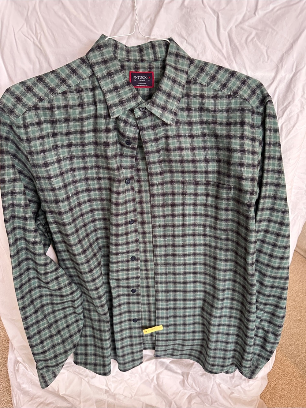 UNTUCKit Green and Black Plaid Long-Sleeve flannel Button-Down Shirt